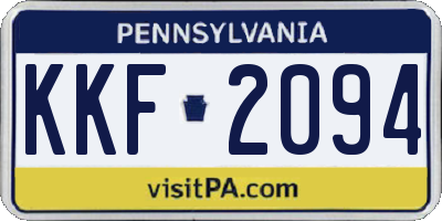 PA license plate KKF2094