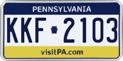 PA license plate KKF2103