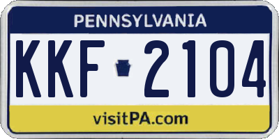 PA license plate KKF2104