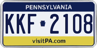 PA license plate KKF2108