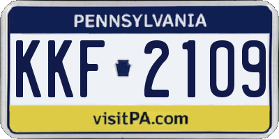 PA license plate KKF2109