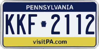PA license plate KKF2112