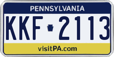 PA license plate KKF2113