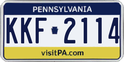 PA license plate KKF2114