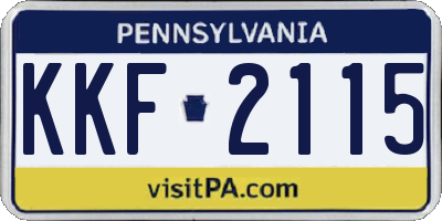 PA license plate KKF2115