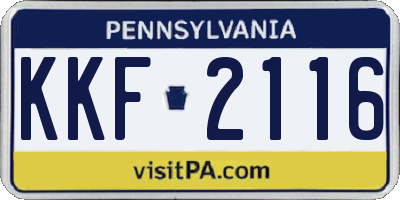 PA license plate KKF2116