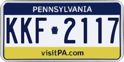 PA license plate KKF2117