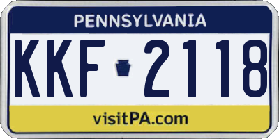 PA license plate KKF2118
