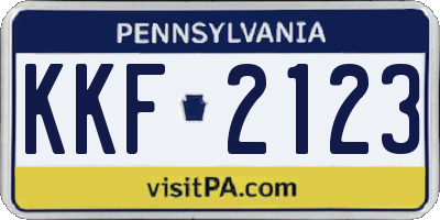 PA license plate KKF2123