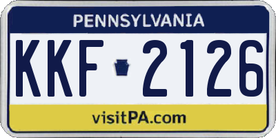 PA license plate KKF2126