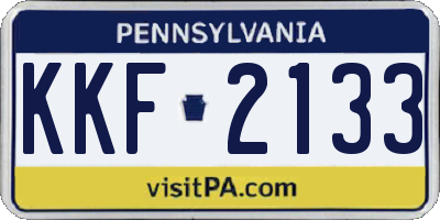 PA license plate KKF2133