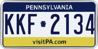 PA license plate KKF2134