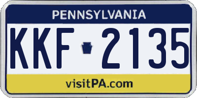 PA license plate KKF2135
