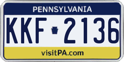 PA license plate KKF2136