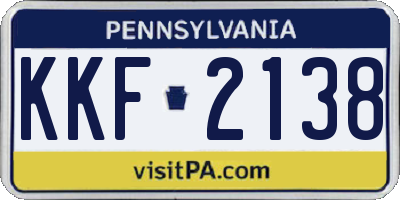 PA license plate KKF2138