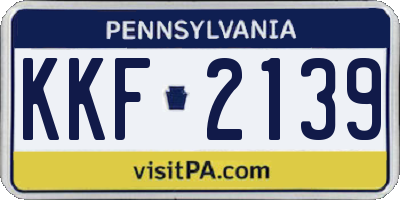 PA license plate KKF2139