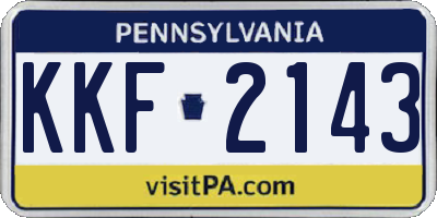 PA license plate KKF2143