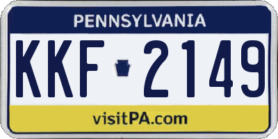 PA license plate KKF2149