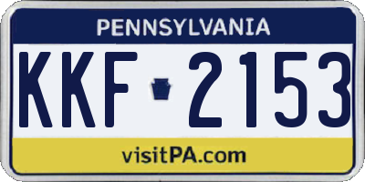 PA license plate KKF2153