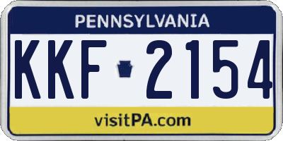 PA license plate KKF2154