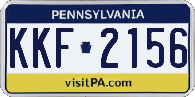 PA license plate KKF2156