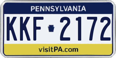 PA license plate KKF2172