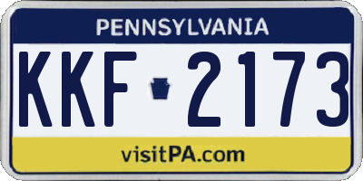 PA license plate KKF2173