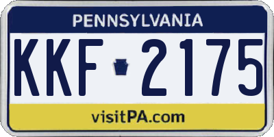 PA license plate KKF2175