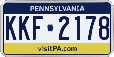 PA license plate KKF2178