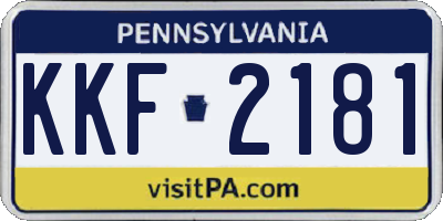 PA license plate KKF2181