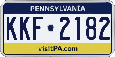 PA license plate KKF2182