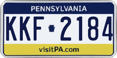 PA license plate KKF2184