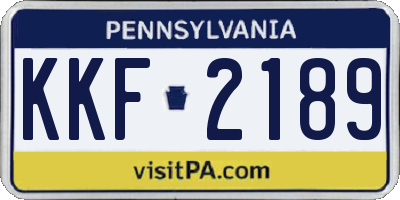 PA license plate KKF2189