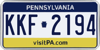 PA license plate KKF2194