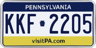 PA license plate KKF2205