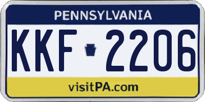 PA license plate KKF2206