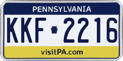 PA license plate KKF2216