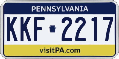 PA license plate KKF2217