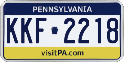 PA license plate KKF2218