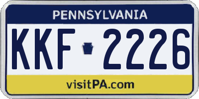 PA license plate KKF2226