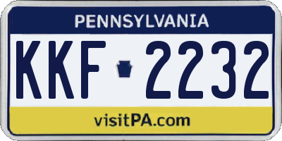 PA license plate KKF2232