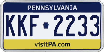 PA license plate KKF2233