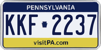 PA license plate KKF2237