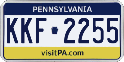 PA license plate KKF2255