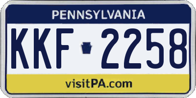 PA license plate KKF2258