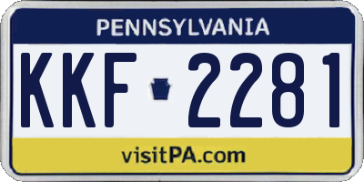 PA license plate KKF2281