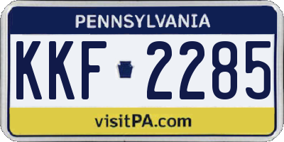PA license plate KKF2285