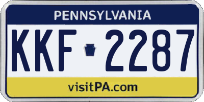 PA license plate KKF2287