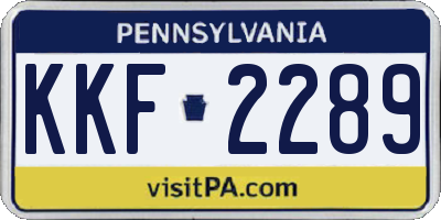 PA license plate KKF2289