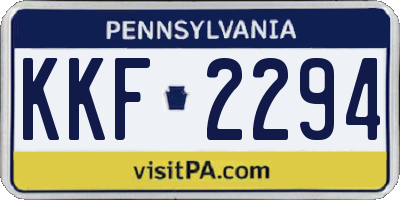 PA license plate KKF2294